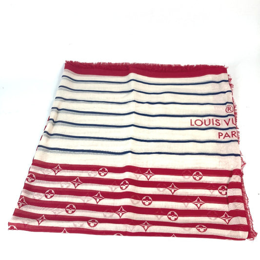 LOUIS VUITTON M76193 LV Escale Etoile Pareo Summer Striped Horizontal Large Stole Cotton Women's White x Red