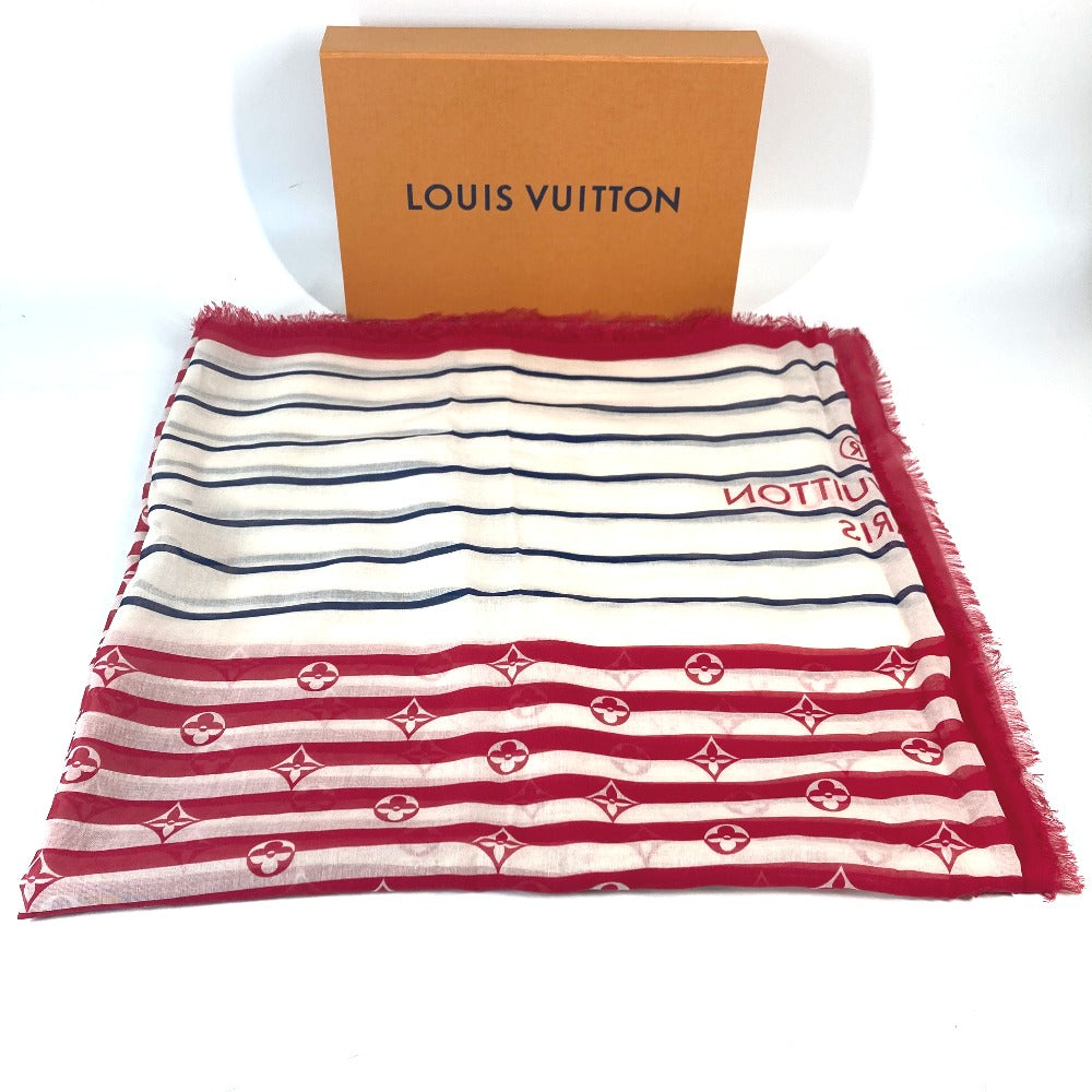 LOUIS VUITTON M76193 LV Escale Etoile Pareo Summer Striped Horizontal Large Stole Cotton Women's White x Red