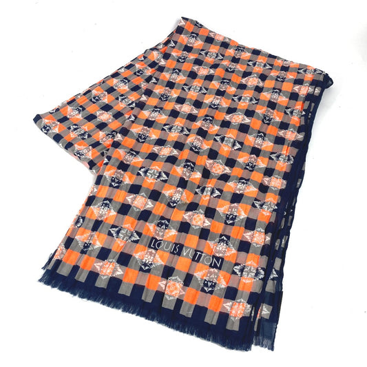 LOUIS VUITTON Men's Orange Cotton Fringed Shawl Stole