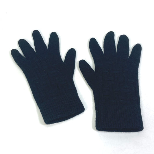 HERMES All-Over H Logo Cashmere Gloves, Men's, Black