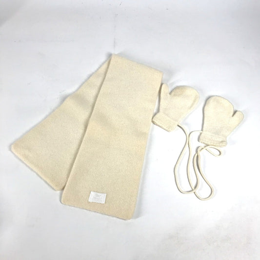 HERMES Baby Mitten & Scarf Set, 100% Cashmere, Kids, White