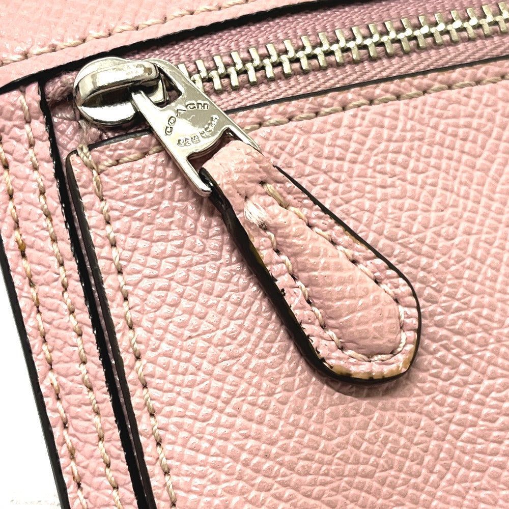 COACH ロゴ コンパクトウォレット ミニ財布 三つ折り 財布 折財布 3つ折り財布 レザー レディース ピンク