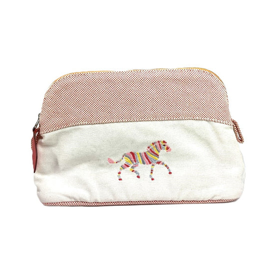 Hermes Logo Kuda Cheval Makeup Pouch Pouch Pouch Pouch Canvas White White