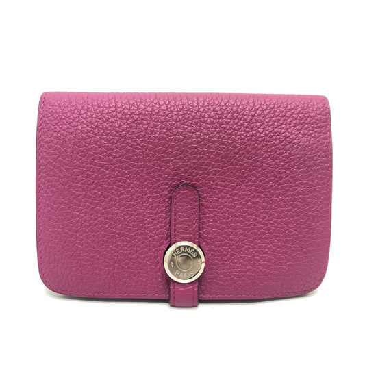 HERMES Dogon Compact Bi-fold Wallet in Taurillon Clemence Leather (Estimated) Rose Purple/Purple