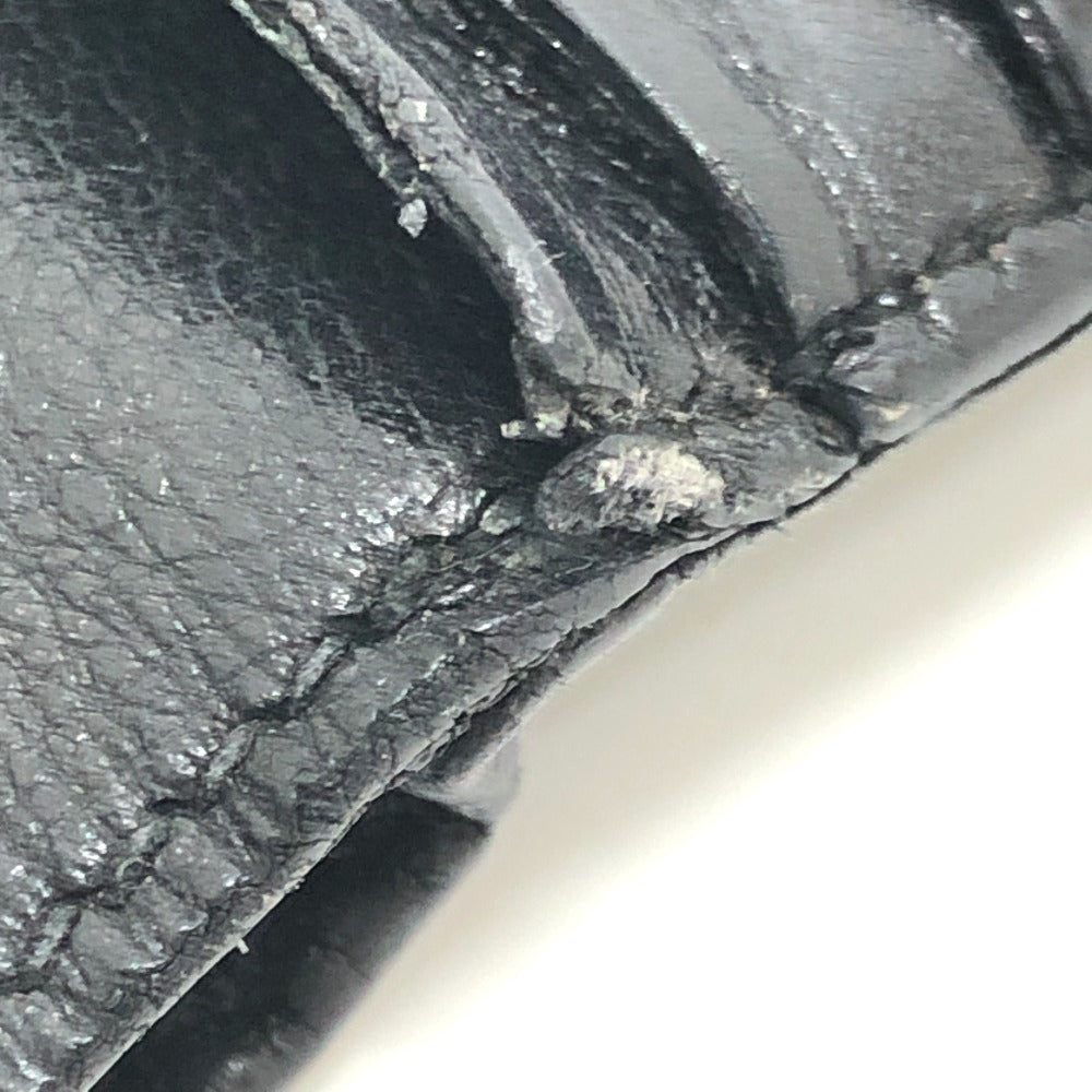 HERMES Bear Compact Wallet Mini Wallet Silver Hardware Bifold Wallet Box Calf Women's Black