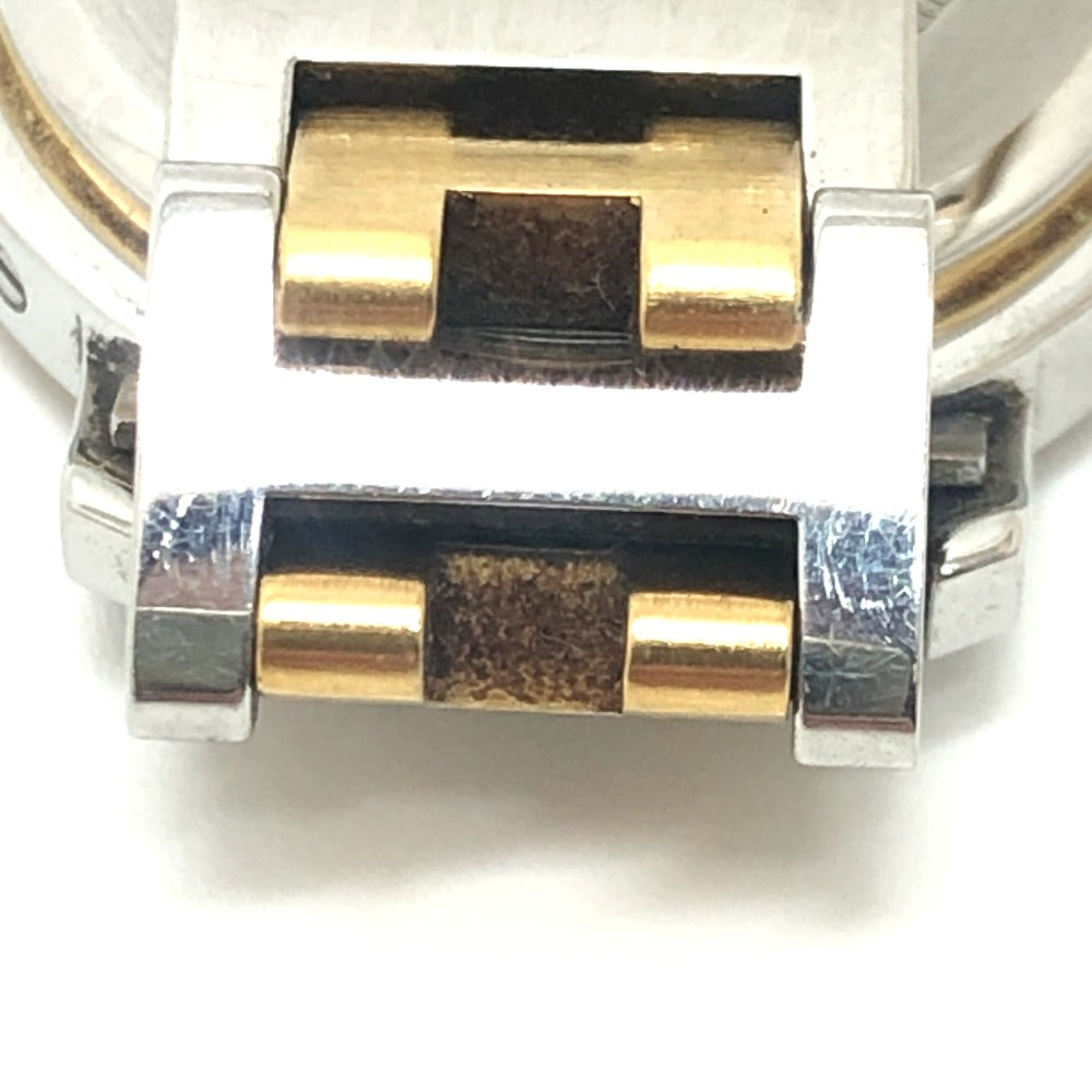 HERMES CL3.240 クリッパー クォーツ デイト ウォッチ ラウンドフェイス コンビ 腕時計 SS レディース シルバー