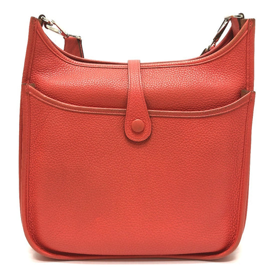 HERMES Evelyne PM 3 Crossbody Bag/Shoulder Bag in Taurillon Clemence Leather, Women's, Rouge Pivoine (estimated color) Red