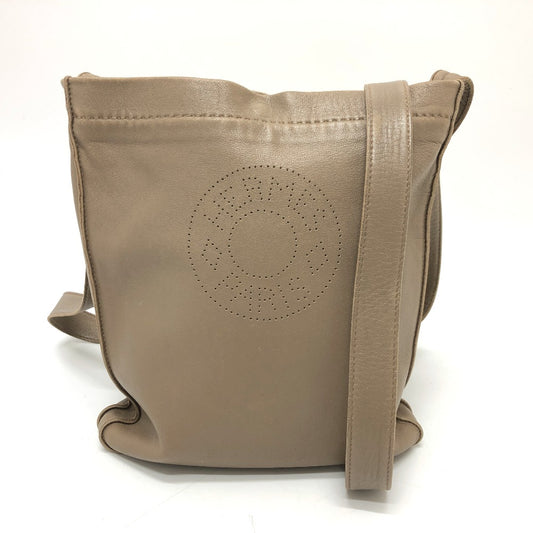 HERMES Crude Celle Shoulder Bag in Etoupe Brown Leather
