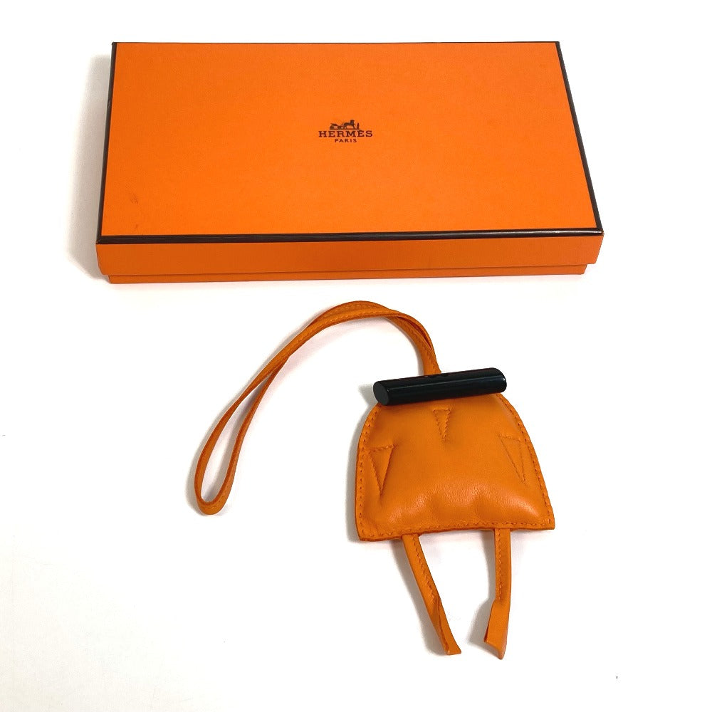 HERMES Petit H Owl Charm, Decorative Accessory, Bag Charm, Leather, Unisex, Orange