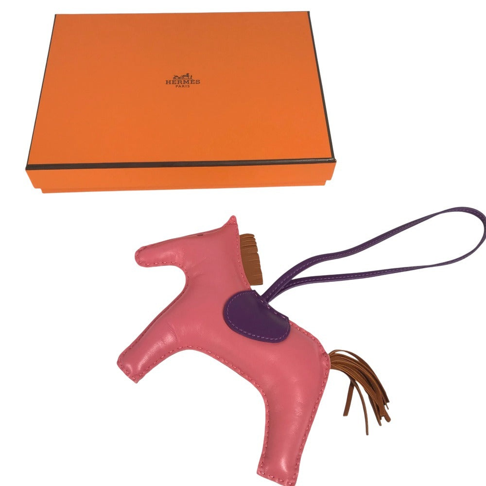 HERMES Rodeo GM Bag Charm, Horse Cheval Keychain Charm, Anjou Miro, Women's, Pink