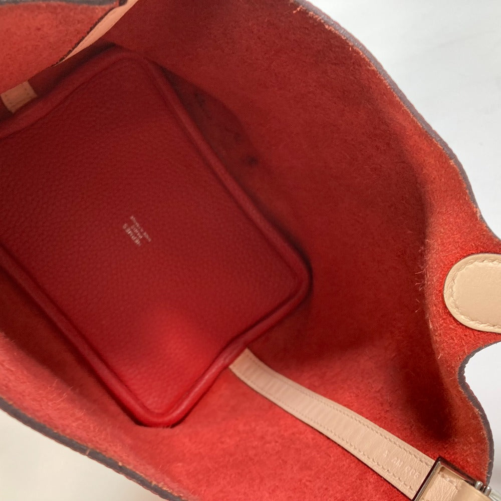 HERMES Two-Tone Picotin Lock PM Eclat Tote Bag, Handbag, Taurillon Clemence Leather, Women's, Rouge Tomato, Rose Eglantine, Red