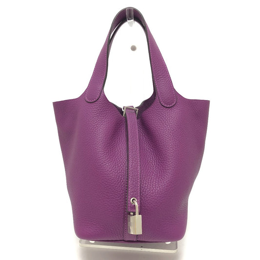 HERMES Picotin Lock PM Handbag, Leather, Women's, Anemone, Purple