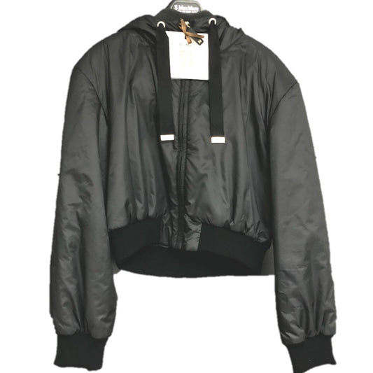 MAX MARA The Cube Green Short Jacket, Long Sleeve Nylon Outerwear, Black, Women's