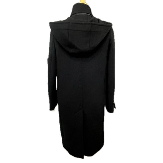 MAX MARA Women's Hooded Zip-Up Long Coat in Black Wool