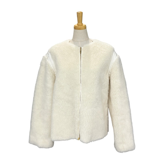 MAX MARA 24110810216 Teddy bear Zip-up outerwear apparel Jacket alpaca White Used