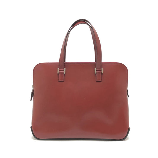 Hermes Escapada Perniagaan Tote Bag Bag Kembali Tote Bag Box Calf Unisex Bordeaux Wain Merah