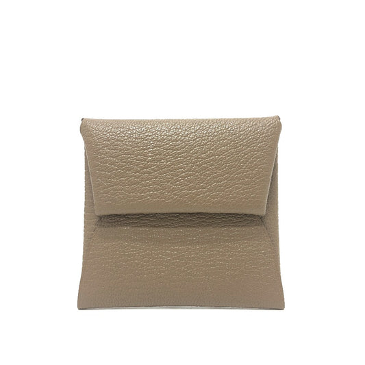 HERMES Bastia Coin Purse Wallet Chevre Women's Etoupe Beige