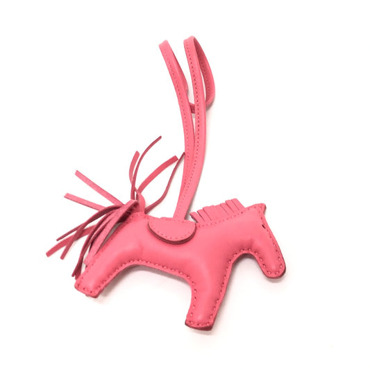 HERMES Horse Cheval Keychain Rodeo PM Bag Charm by Anjo Milo in Rose Azalee Pink