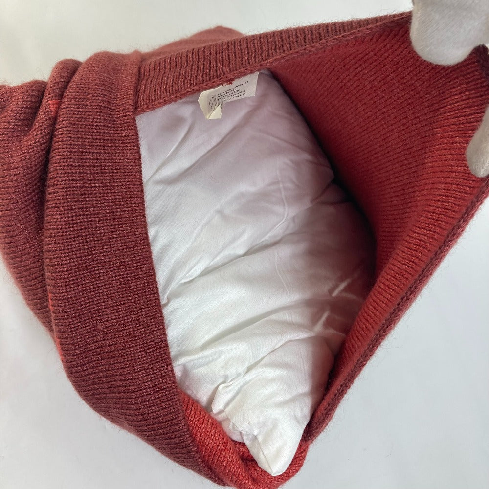 CHANEL インテリア ピロー 枕 ロゴ ニット クッション ウール レディース レッド