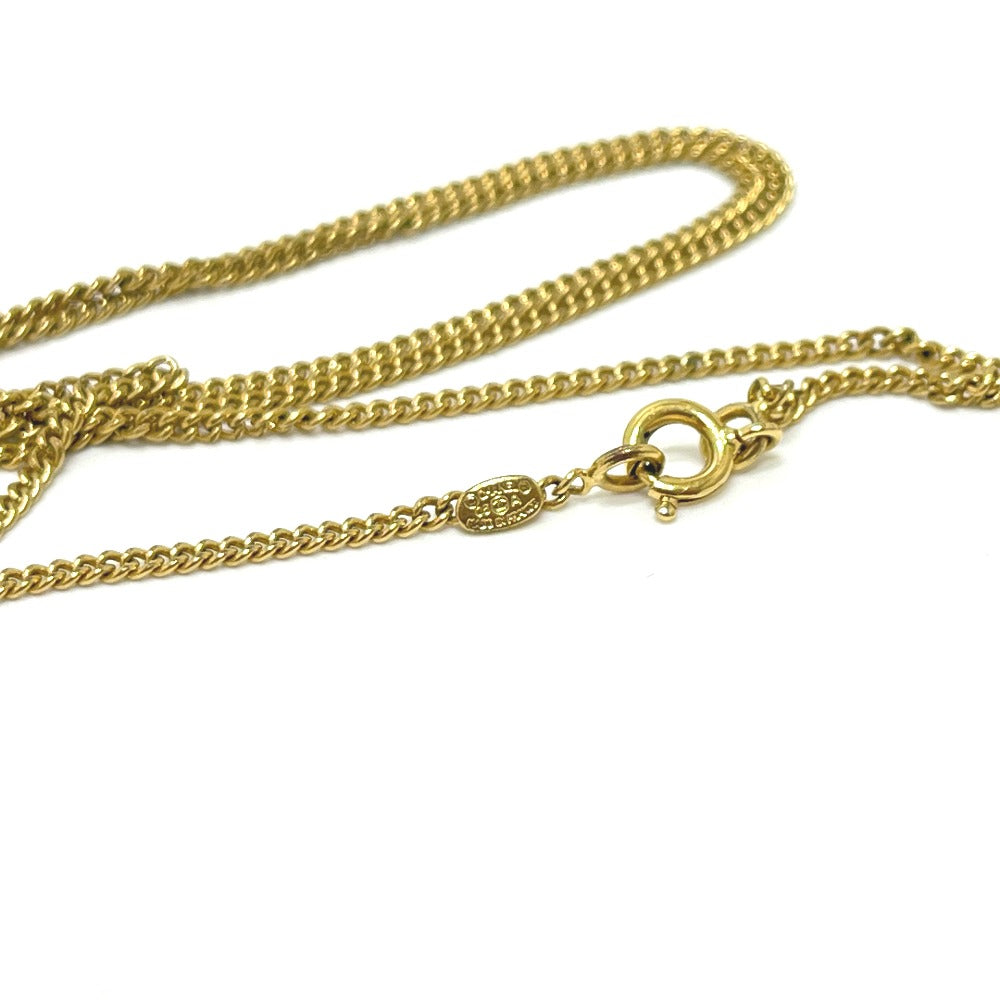 CHANEL 05A Coco Mark Flower Camellia Chain Necklace in Gold