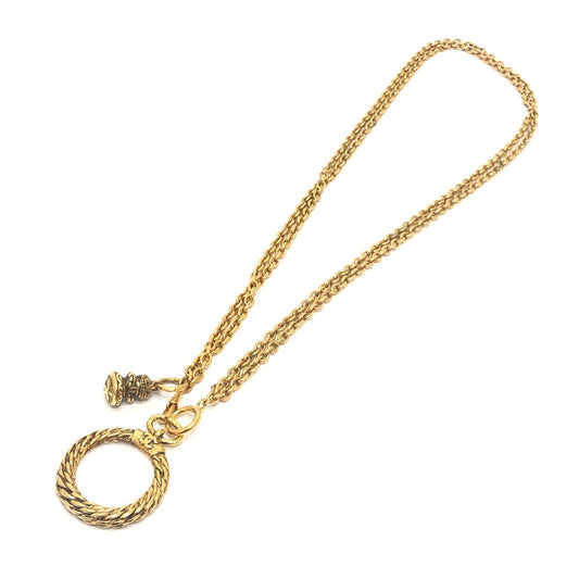 CHANEL Vintage Loupe Chain Accessory with Charm Chain Necklace Metal Ladies Gold