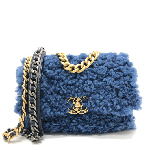CHANEL Mouton Matelasse CHANEL19 Two-Tone Chain 2-Way Bag, Shoulder Bag, Handbag, Crossbody Bag, Mouton, Women's, Blue