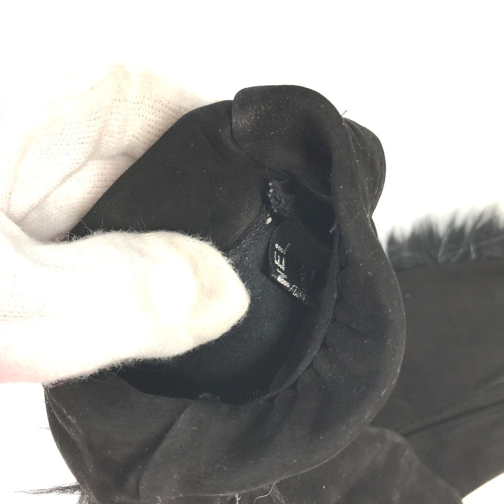 CHANEL Mitten-style CC Coco Mark Fur Nubuck Gloves for Women in Black