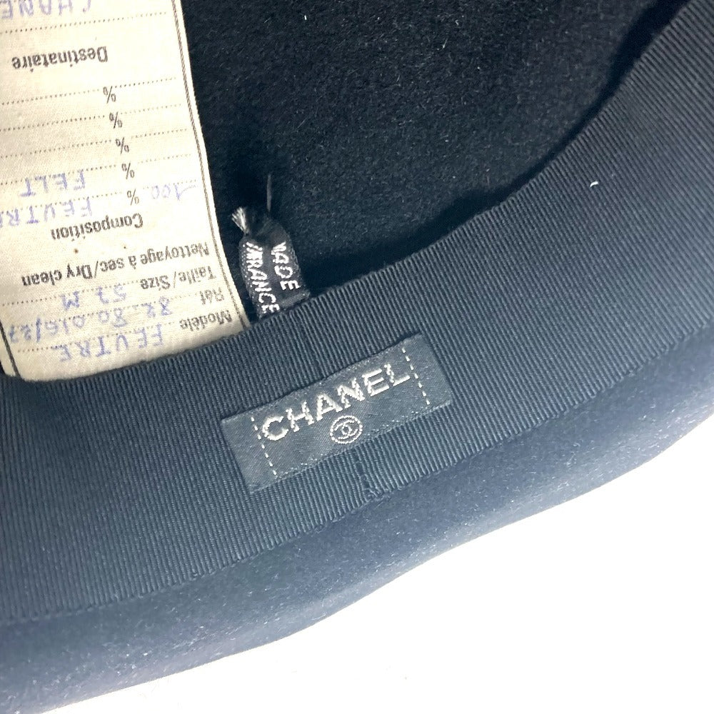 CHANEL vintage logo ribbon ribbon hat hat bucket hat bob hat hat felt Black Used