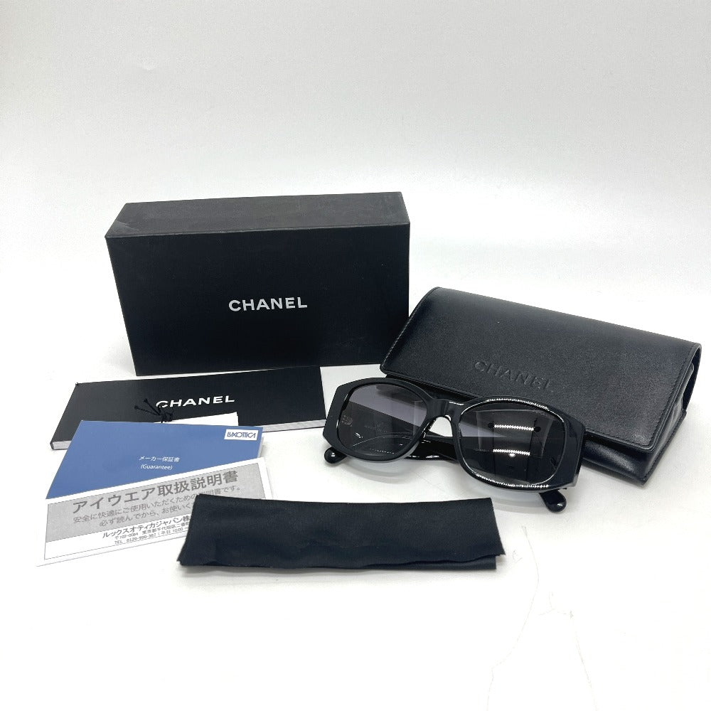 CHANEL OCH5450-A 刺繍 ココマーク アイウェア サングラス プラスチック レディース ブラック