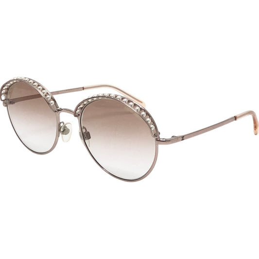 CHANEL 4247-H Faux Pearl Accessories Eyewear Gradient Lens Sunglasses Metal Women's Pink Gold Gold