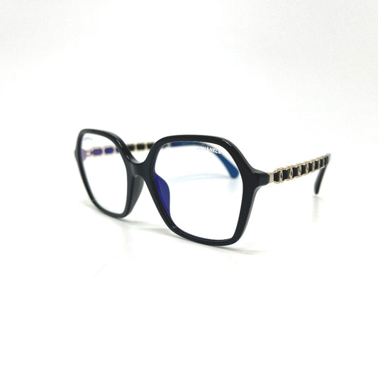 CHANEL 3489-S-A Square Shape Coco Mark Temple Chain Blue Light Cut Sunglasses Plastic Women's White