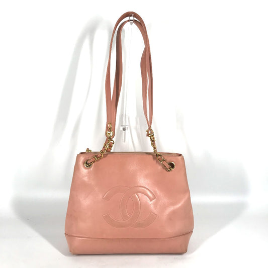 CHANEL กระเป๋าสะพาย กระเป๋าสะพายไหล่ CC โลโก้โคโค่ กระเป๋าโท้ทโซ่ หนัง สตรี สีชมพู