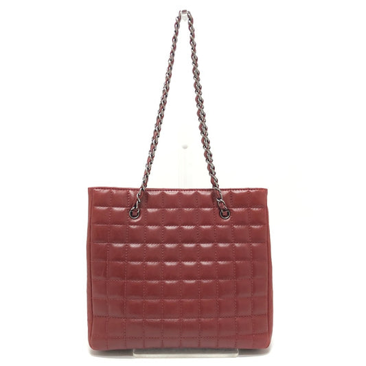 CHANEL Chocobar 2.55 Chain Shoulder Bag/Tote Bag in Lambskin, Red