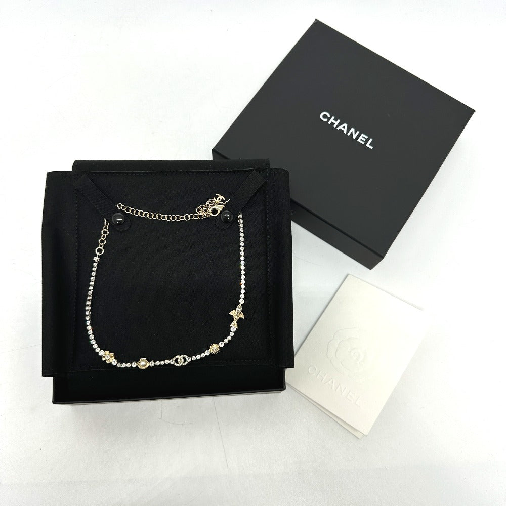 CHANEL ABE913 25C コスチューム パール & ストラス マリンテイスト ラインストーン ネックレス メタル レディース ゴールド