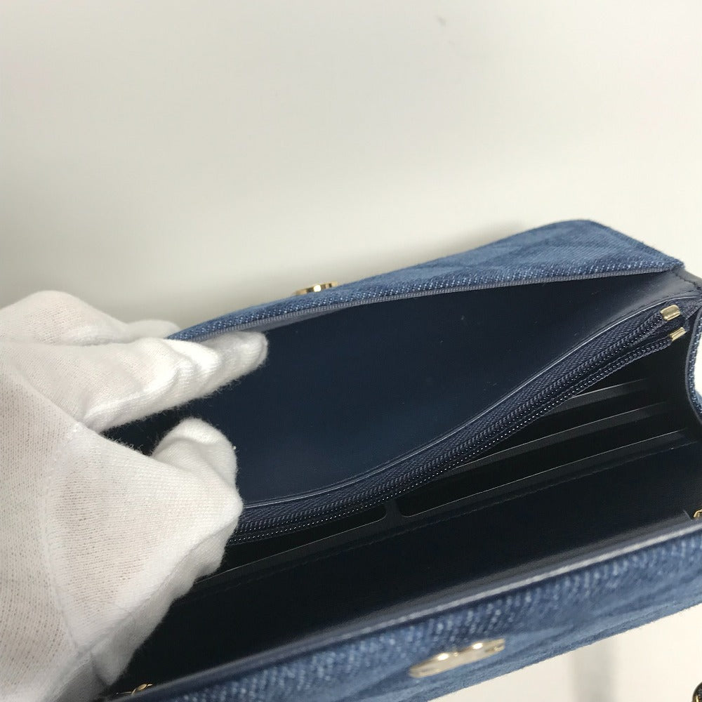 CHANEL AP0250 長財布 チェーンバッグ マトラッセ チェーンウォレット 斜め掛け ショルダーバッグ デニム レディース ブルー