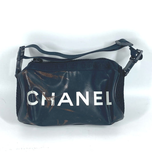CHANEL スポーツ ロゴ 肩掛 カバン 筒形 ショルダーバッグ ラバー レディース ブラック - brandshop-reference