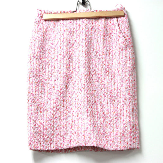 CHANEL Apparel Knee-Length Tweed Skirt, Size 16, Women's, Pink