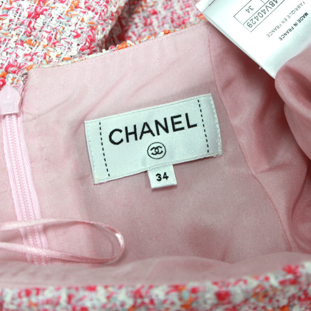 CHANEL Apparel Knee-Length Tweed Skirt, Size 16, Women's, Pink
