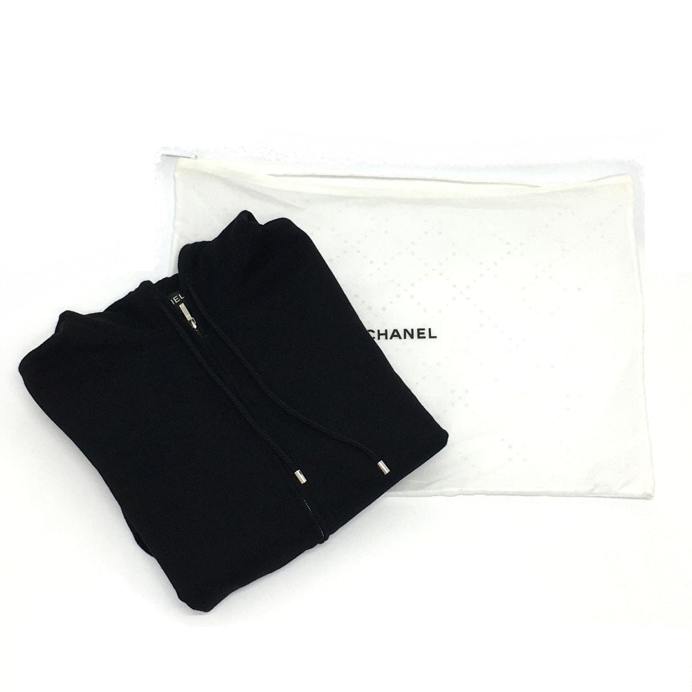 CHANEL P63299 Graffiti CC Logo 20P Sweatshirt, Long Sleeve Zip-Up Hoodie, Cotton, Women's, Black