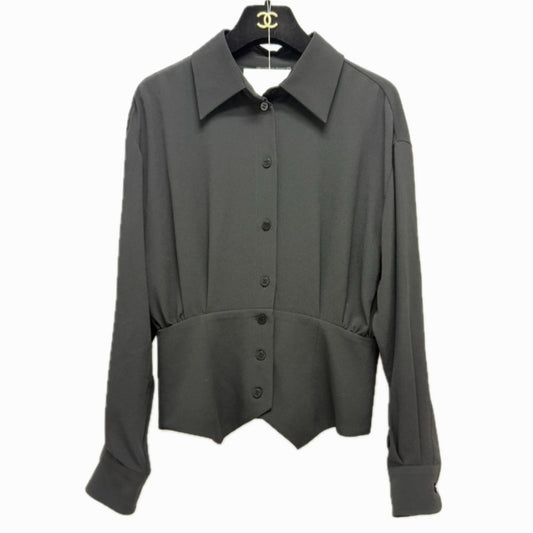 CHANEL P80340 2025/26 Fall/Winter Pre-Collection Apparel Tops Long Sleeve Cashmere Blouse Black