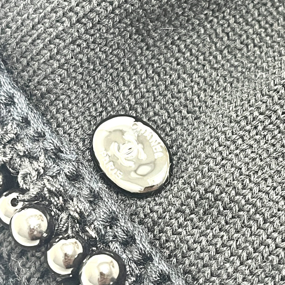 CHANEL P36973 ビジュー装飾 ショートスリーブ ニットワンピ クルーネック ひざ丈 ワンピース ウール レディース ブラック