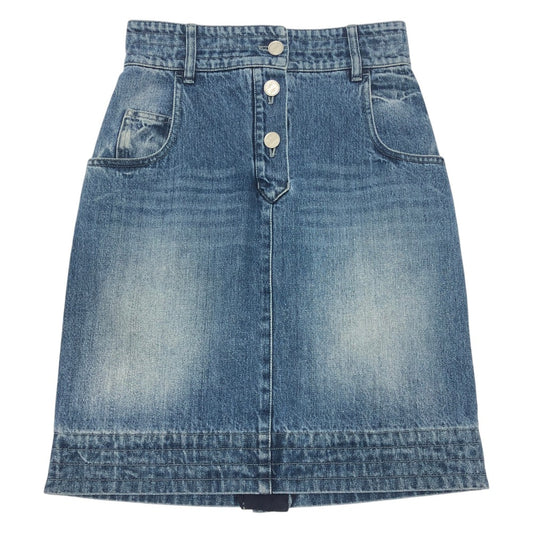 CHANEL P55976 CC Mark button Apparel Bottoms Knee-length Denim skirt cotton blue Used