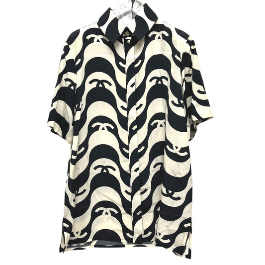 CHANEL P70211 21P CC Mark Wave apparel short sleeves Short sleeve T-shirt silk Black/White Used