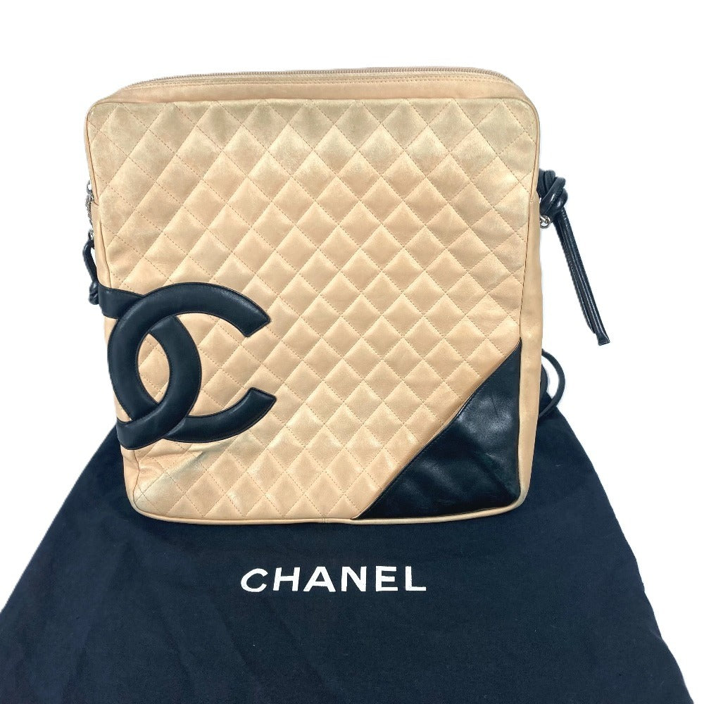 CHANEL カンボンライン CC ココマーク ラージ スクエア 斜め掛け バイカラー ショルダーバッグ レザー レディース ベージュ - brandshop-reference