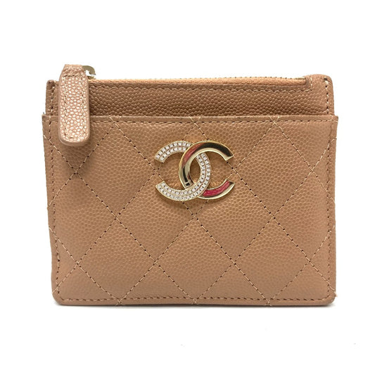 CHANEL ココマーク マトラッセ 財布 コンパクトウォレット 2つ折り財布 2つ折り財布 キャビアスキン レディース ベージュ - brandshop-reference