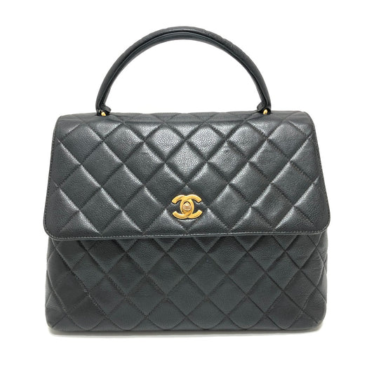 CHANEL A12397 ココマーク マトラッセ トップハンドル ハンドバック カバン ハンドバッグ キャビアスキン レディース ブラック - brandshop-reference