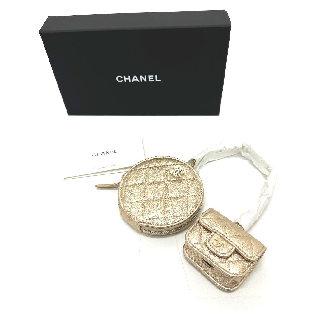 CHANEL 2024 Matelasse Coco Mark Year Gift Coin Case AirPods Bag Charm Lambskin Women's Gold