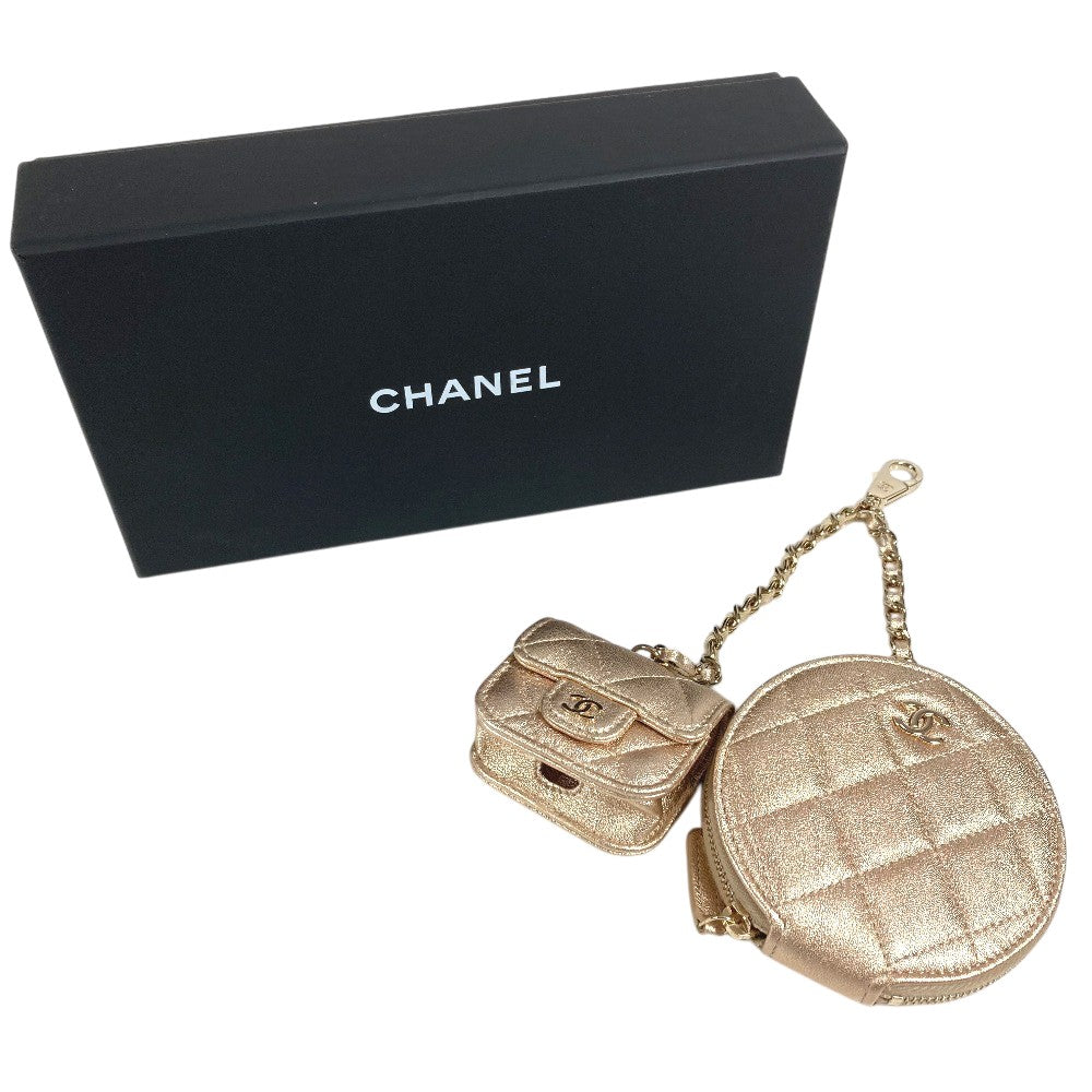 CHANEL 2024 Matelasse Coco Mark Year Gift Coin Case AirPods Bag Charm Lambskin Women's Gold
