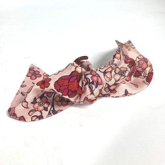 FENDI Ribbon Hair Clip, Silk Barrette, Pink, Women's