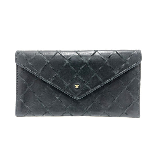 CHANEL Matelasse Long Wallet, Accessory, Flap Wallet, Long Wallet, Lambskin, Women's, Black